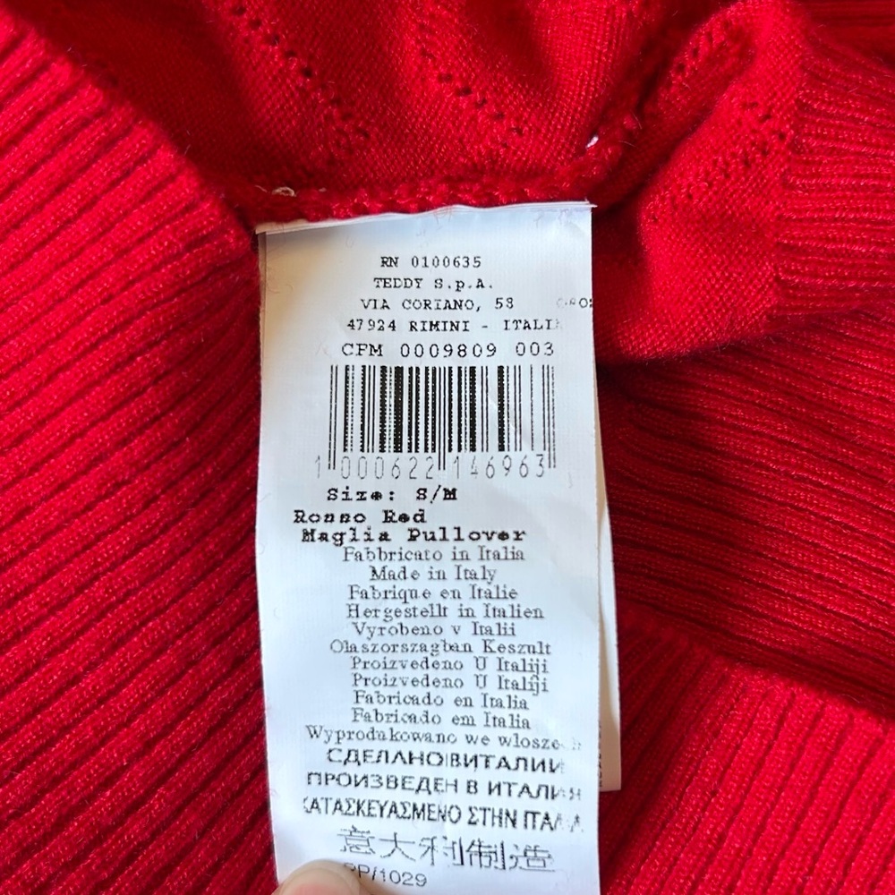 Nwt Rinascimento Puff Shoulder Heart Sweater Red - Picture 7 of 9
